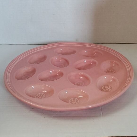 Fiestaware Fiesta CERAMIC Deviled Egg Plater Plate Tray DISH Peony Pink - Picture 3 of 16